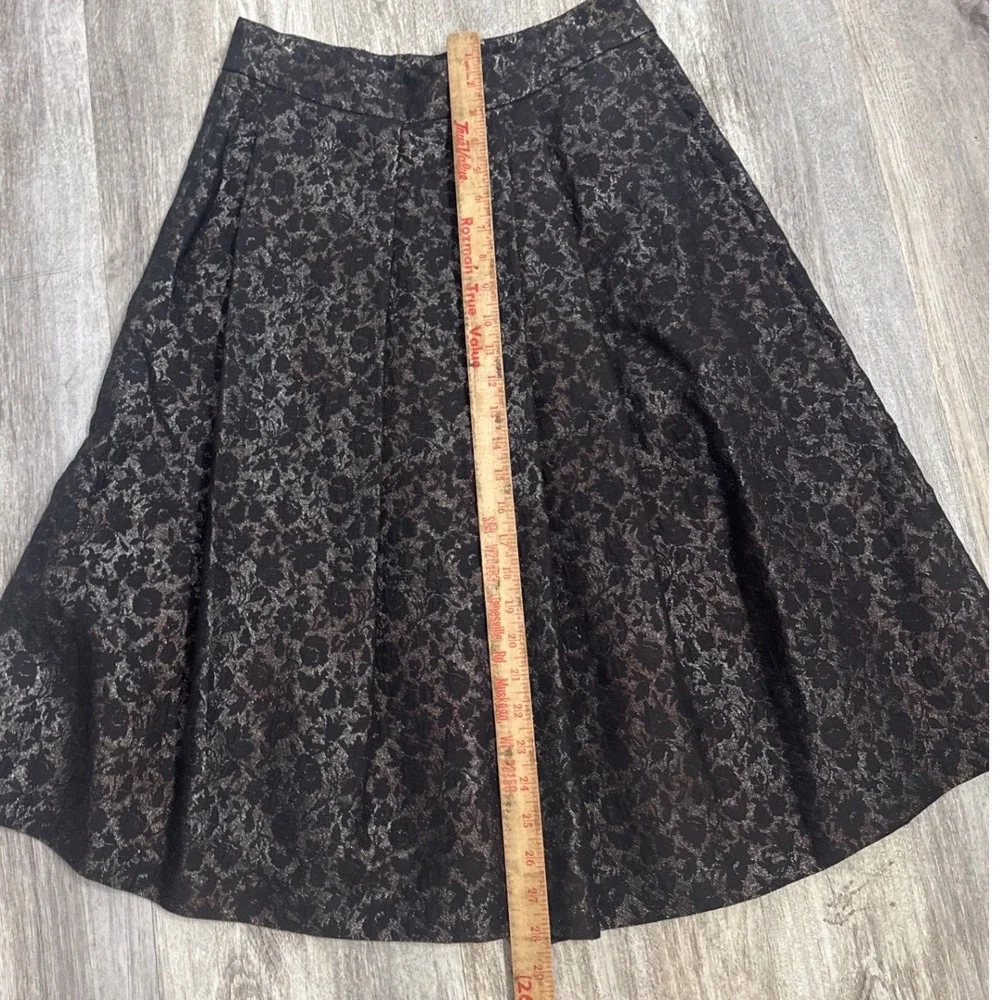 Dries Van Noten‎ Metallic Jacquard Midi Skirt Black Bronze Pleated Size 40
